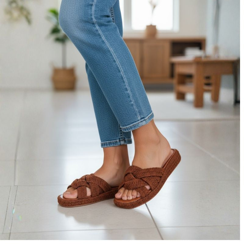 Sandália Feminina Crochê Conforte Flatform Joana