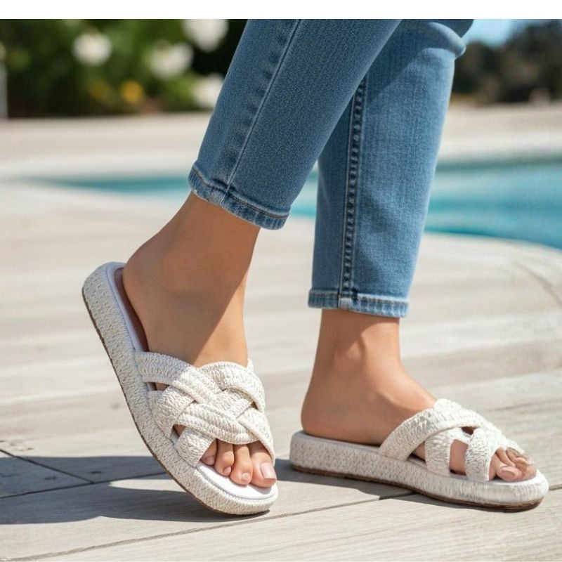 Sandália Feminina Crochê Conforte Flatform Joana