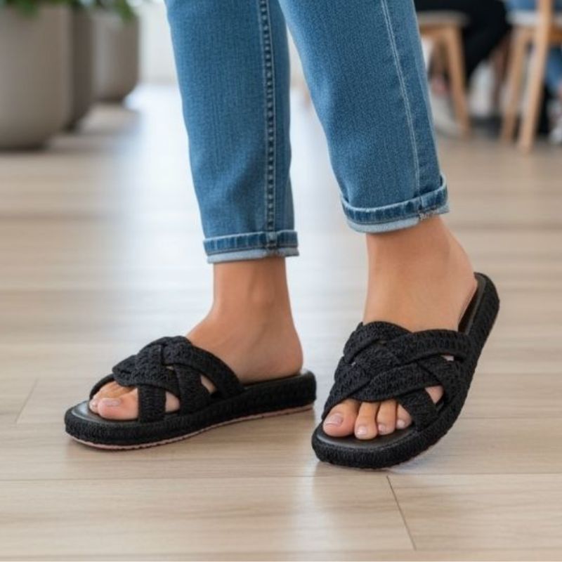 Sandália Feminina Crochê Conforte Flatform Joana