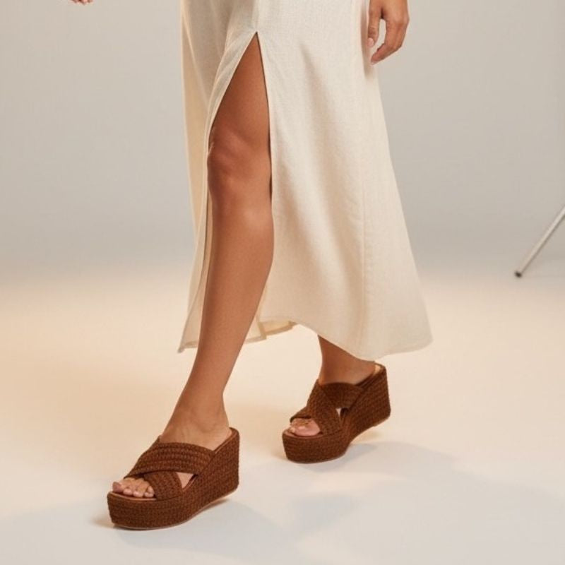 Sandália Feminina Plataforma Grazy Crochê