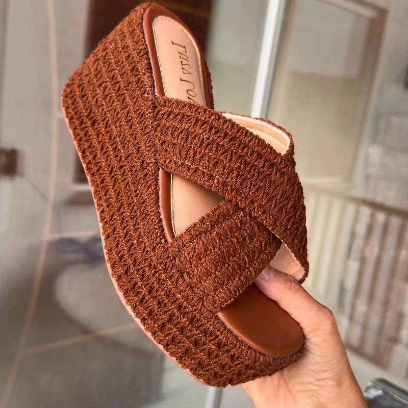 Sandália Feminina Plataforma Grazy Crochê