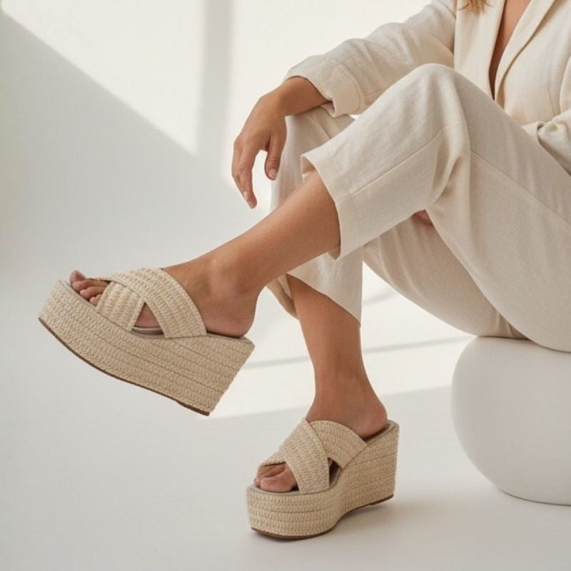 Sandália Feminina Plataforma Grazy Crochê