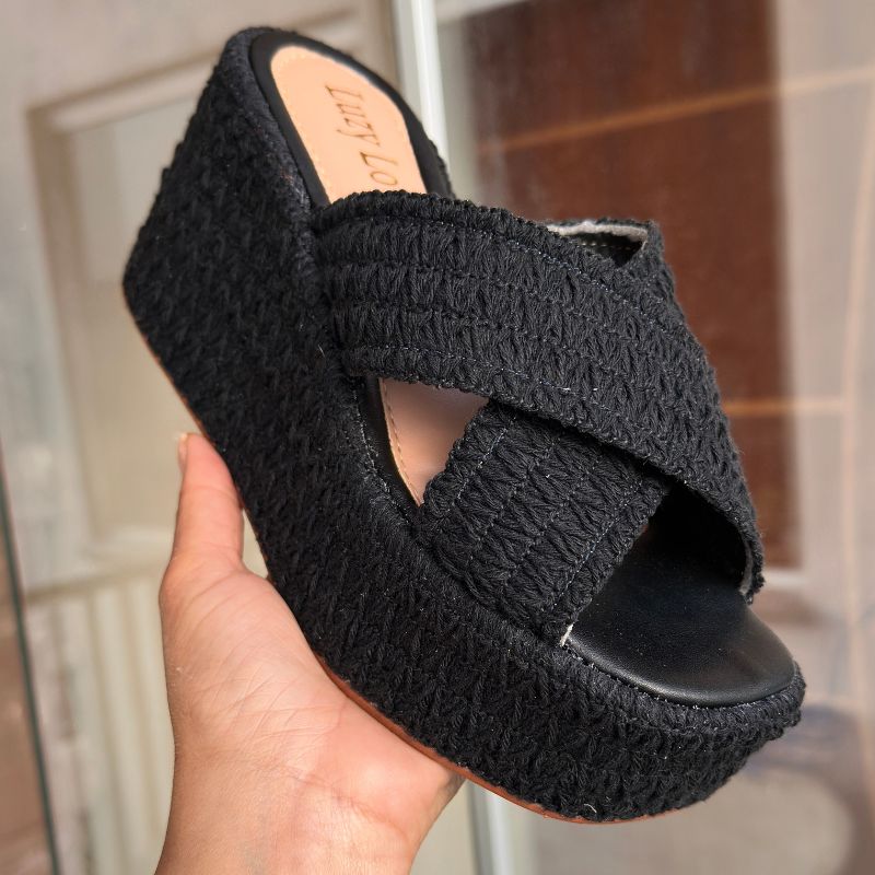 Sandália Feminina Plataforma Grazy Crochê