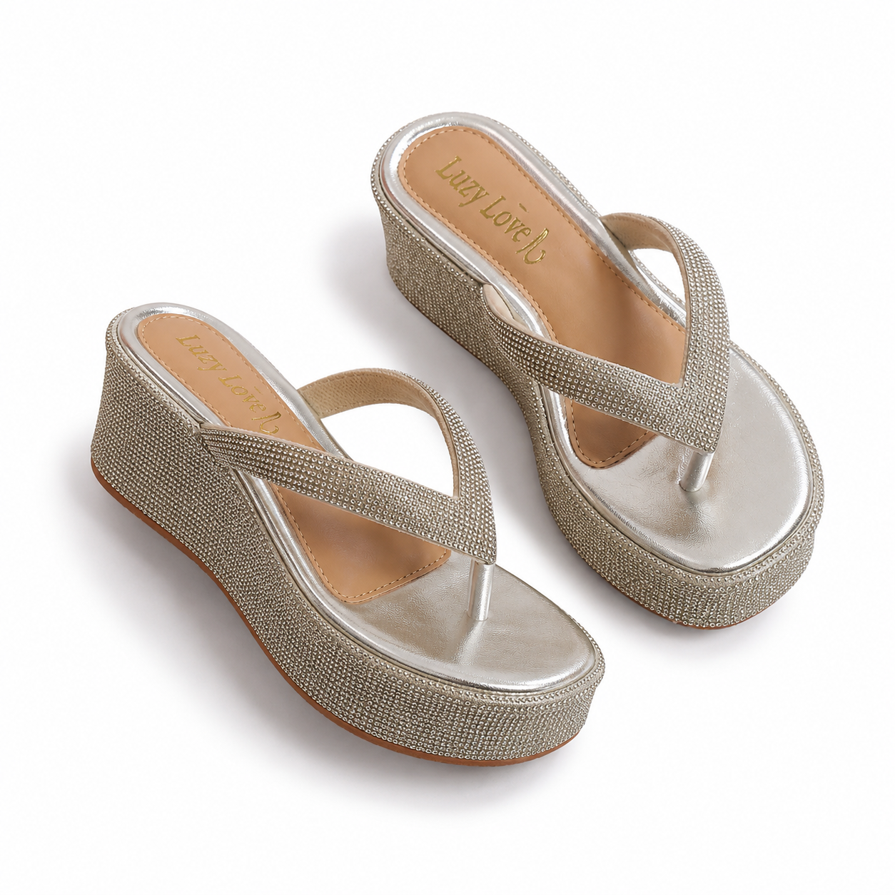 Tamanco Papete Caroliny Strass Salto Médio 6,5cm Leve Confort
